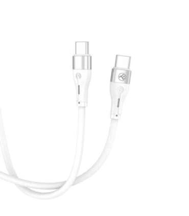 Tellur Silicone Type-C to Type-C Cable PD60W 1m White