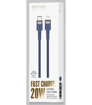 Orsen S51 Type C to Lightning 3A 1m blue