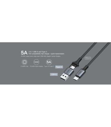 Orsen S8 2-IN-1 USB and Type-C 5A 1.5m black