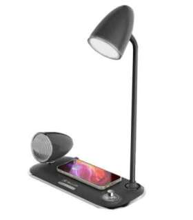 Tellur Nostalgia Wireless Desk Charger, Bluetooth Speaker, Desk Lamp black
