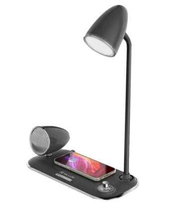 Tellur Nostalgia Wireless Desk Charger, Bluetooth Speaker, Desk Lamp black