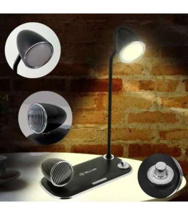 Tellur Nostalgia Wireless Desk Charger, Bluetooth Speaker, Desk Lamp black