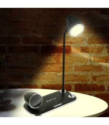 Tellur Nostalgia Wireless Desk Charger, Bluetooth Speaker, Desk Lamp black
