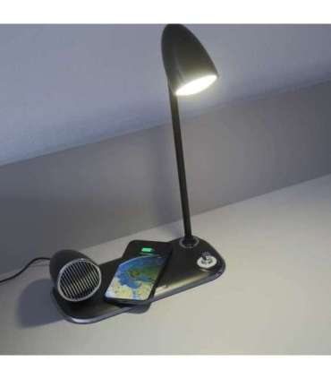 Tellur Nostalgia Wireless Desk Charger, Bluetooth Speaker, Desk Lamp black