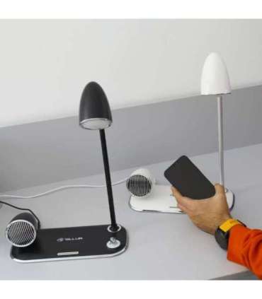 Tellur Nostalgia Wireless Desk Charger, Bluetooth Speaker, Desk Lamp black