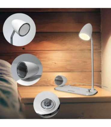 Tellur Nostalgia Wireless Desk Charger, Bluetooth Speaker, Desk Lamp white