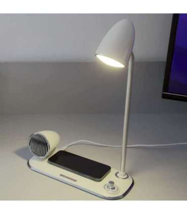 Tellur Nostalgia Wireless Desk Charger, Bluetooth Speaker, Desk Lamp white