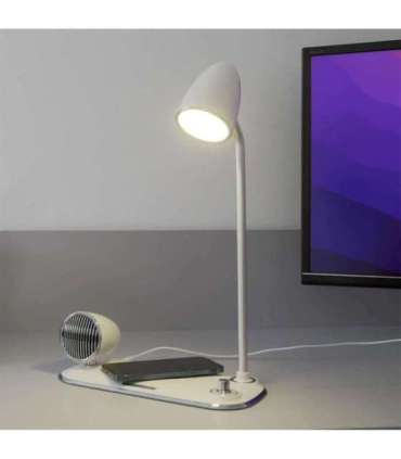 Tellur Nostalgia Wireless Desk Charger, Bluetooth Speaker, Desk Lamp white