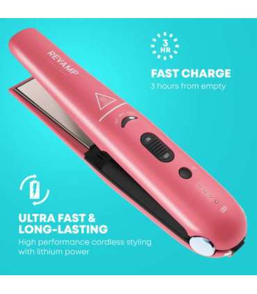 Revamp ST-1700PK-EB Progloss Liberate Cordless Ceramic Compact Hair Straightener Pink