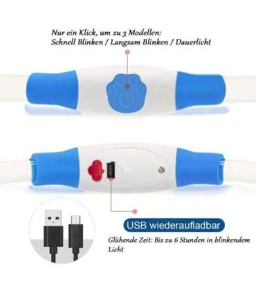KABB LED Collar for Dogs and Cats Blue