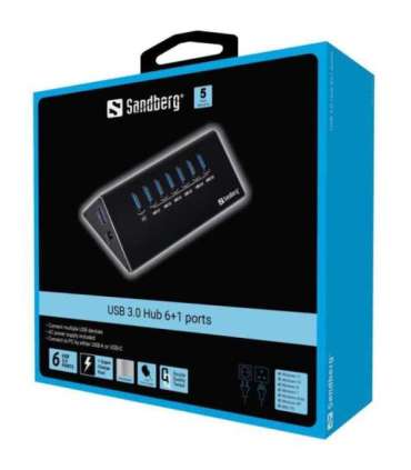Sandberg 133-82 USB 3.0 Hub 6+1 Ports
