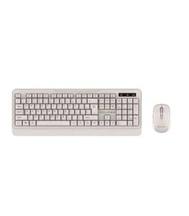 Tellur Green Wireless Keyboard and Mouse Nano Recever Creame