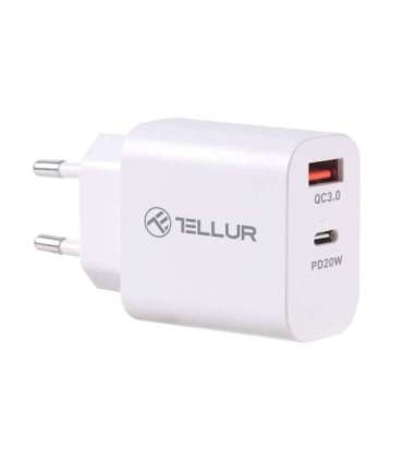 Tellur Dual Port Wall Charger PDHC PD 20W + QC3,0 18W White