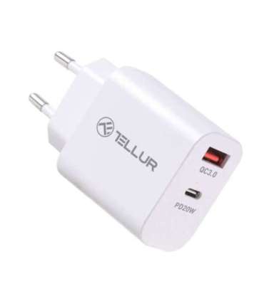 Tellur Dual Port Wall Charger PDHC PD 20W + QC3,0 18W White
