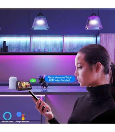 Tellur Smart WiFi Video DoorBell 1080P, Unlock function, Indoor chime, grey