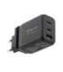 Tellur GaN 65W 3-port wall charger, 2xUSB-C + USB-A, EU,UK,US, black