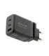 Tellur GaN 65W 3-port wall charger, 2xUSB-C + USB-A, EU,UK,US, black