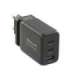 Tellur GaN 65W 3-port wall charger, 2xUSB-C + USB-A, EU,UK,US, black