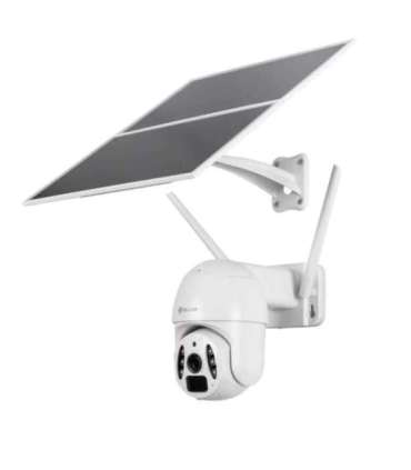 Tellur Smart WiFi Solar Camera P&T 3MP, 2K UltraHD, PIR, 20W solar panel, white