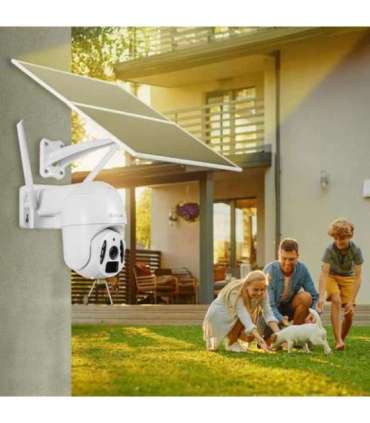 Tellur Smart WiFi Solar Camera P&T 3MP, 2K UltraHD, PIR, 20W solar panel, white