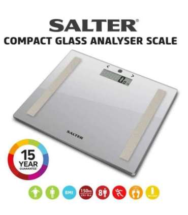 Salter 9113 SV3RAREU16 Compact Glass Analyser Bathroom Scales - Silver