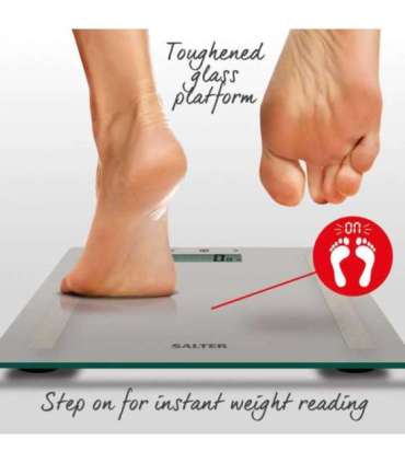 Salter 9113 SV3RAREU16 Compact Glass Analyser Bathroom Scales - Silver