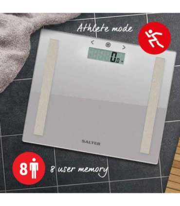 Salter 9113 SV3RAREU16 Compact Glass Analyser Bathroom Scales - Silver