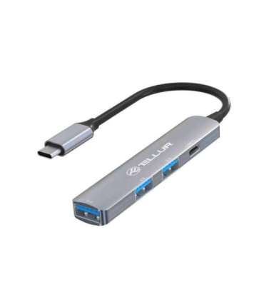 Tellur 4in1 USB-C 3.1 Hub Aluminum, Grey