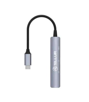 Tellur 4in1 USB-C 3.1 Hub Aluminum, Grey
