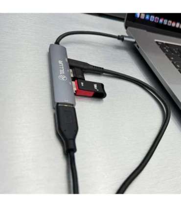 Tellur 4in1 USB-C 3.1 Hub Aluminum, Grey