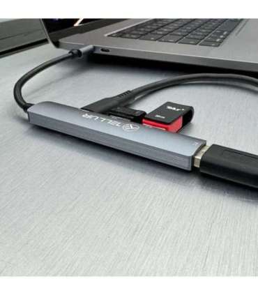 Tellur 4in1 USB-C 3.1 Hub Aluminum, Grey