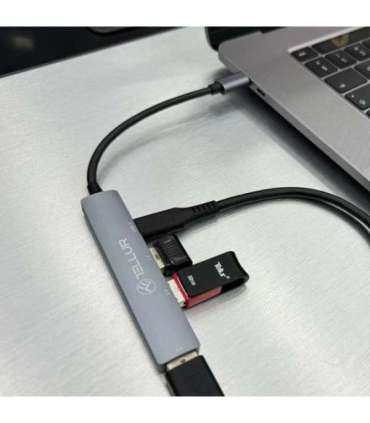 Tellur 4in1 USB-C 3.1 Hub Aluminum, Grey