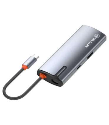 Tellur USB-C hub, PD 3.0 100W, HDMI, 3xUSB 3.0 grey