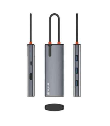 Tellur USB-C hub, PD 3.0 100W, HDMI, 3xUSB 3.0 grey