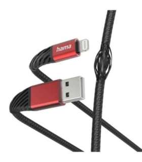 Hama 00201538 Extreme Charging Cable USB-A - Lightning 1.5m Nylon black/red
