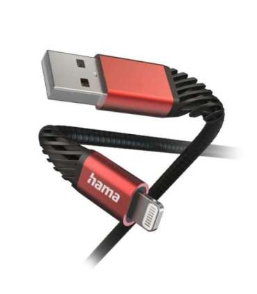 Hama 00201538 Extreme Charging Cable USB-A - Lightning 1.5m Nylon black/red