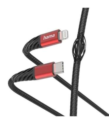 Hama 00201541 Extreme Charging Cable USB-C - Lightning 1.5m Nylon black/red