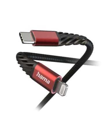 Hama 00201541 Extreme Charging Cable USB-C - Lightning 1.5m Nylon black/red