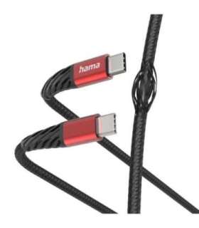 Hama 00201542 Extreme Charging Cable, USB-C - USB-C 1.5m Nylon black/red
