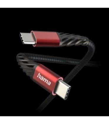 Hama 00201542 Extreme Charging Cable, USB-C - USB-C 1.5m Nylon black/red