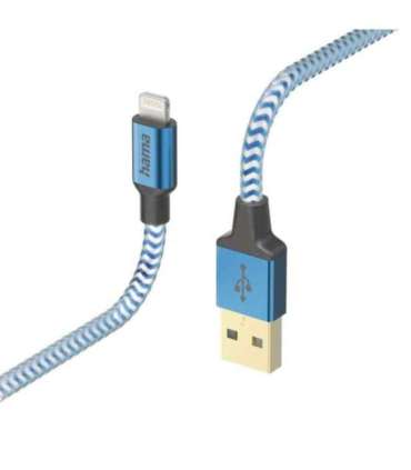 Hama 00201553 Reflective Charging Cable, USB-A - Lightning 1.5m Nylon blue