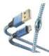Hama 00201553 Reflective Charging Cable, USB-A - Lightning 1.5m Nylon blue