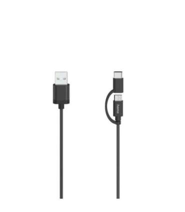 Hama 00200616 Micro-USB Cable, 2 in 1, incl. Adapter to USB-C, USB 2.0, 0.75 m