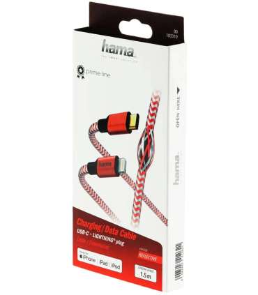 Hama 00183310 USB Type-C Cable - Lighting MFI 1.5m Red