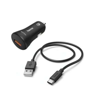 Hama 00183231 Car Charger, USB Type-C QC 3.0 3A,  Black
