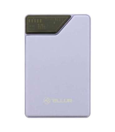 Tellur Power Bank 10000mAh, USB-C + Lightning cables built-in  purple