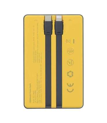Tellur Power Bank 10000mAh, USB-C + Lightning cables built-in  yellow