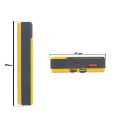 Tellur Power Bank 10000mAh, USB-C + Lightning cables built-in  yellow