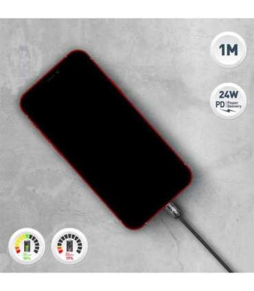 Tellur Minimalist USB-C to Lightning  Cable 3A 1m PD27W Black