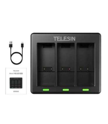 3-slot charger Telesin for GoPro Hero 12 / Hero 11 / Hero 10 / Hero 9